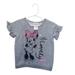 Disney | Minnie Mouse 4T Grey Heather Ruffled Short Sleeve Top Lovely